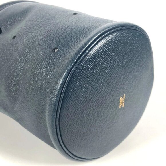 HERMES Tassel fringe Manjoire Drawstring bag Shoulder Bag Leather Navy - Picture 7 of 15